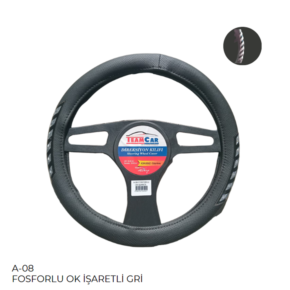 DIREKSIYON KILIFI POSETLI GECME 38CM FOSFORLU OK SIYAH-GRI