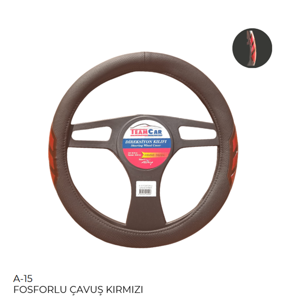 DIREKSIYON KILIFI POSETLI GECME 38CM FOSFORLU CAVUS KIRMIZI