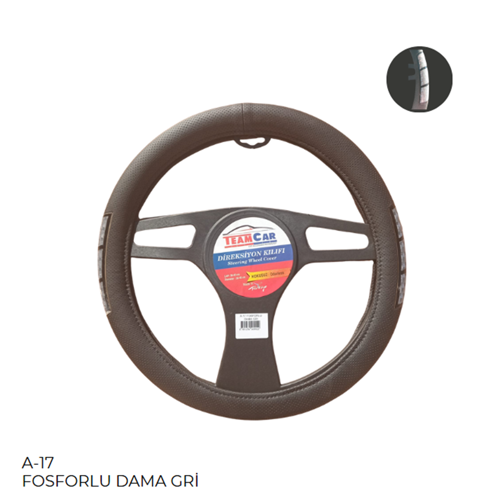 DIREKSIYON KILIFI POSETLI GECME 38CM FOSFORLU DAMA GRI