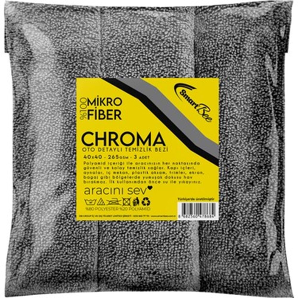 CHROMA 265GSM Grey 3pcs Auto General Cleaning Cloth 40x40cm OVERLOCK - SMB368