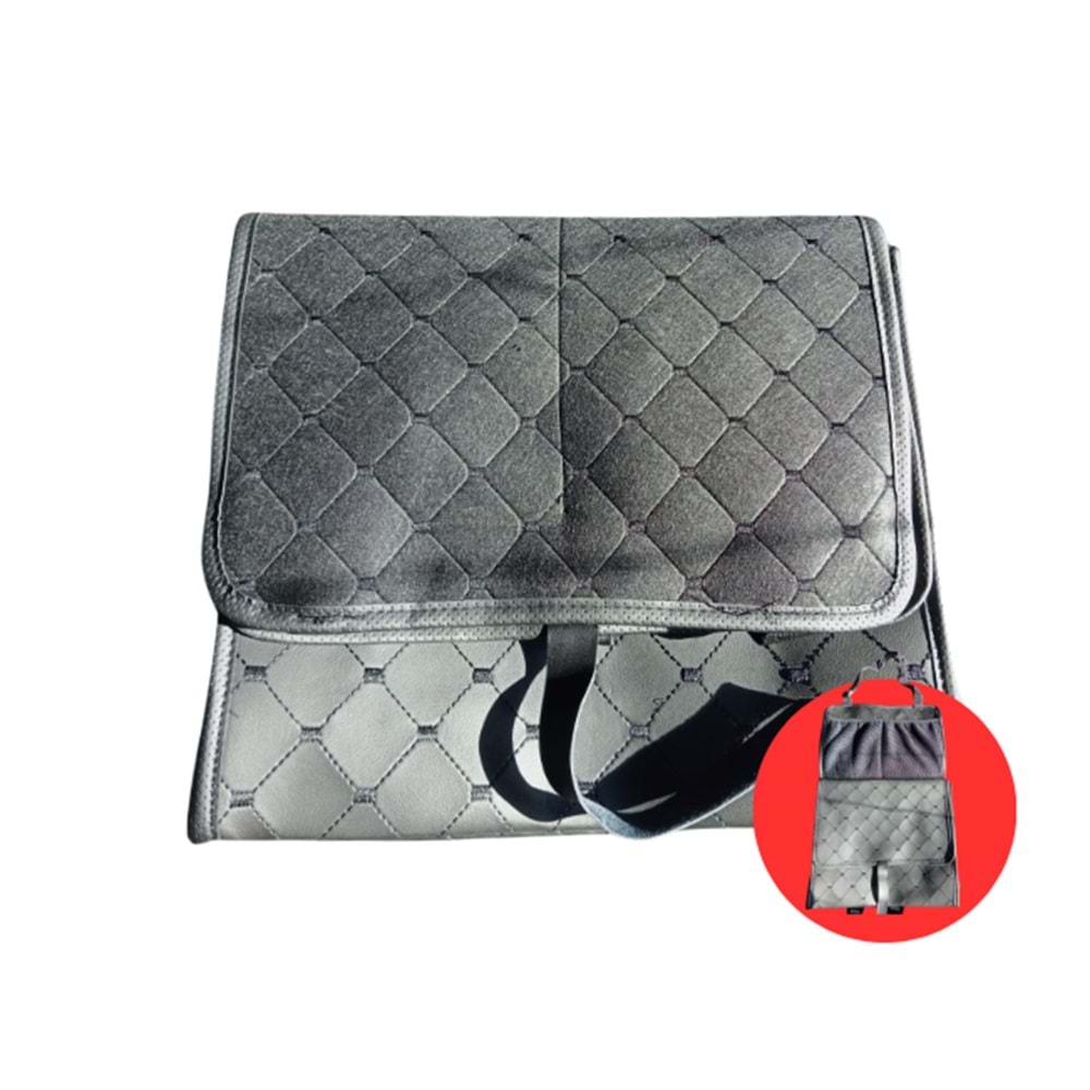 ARKA KOLTUK CANTA TIP ORGANIZER KAPITONE DERI SIYAH SIYAH IP