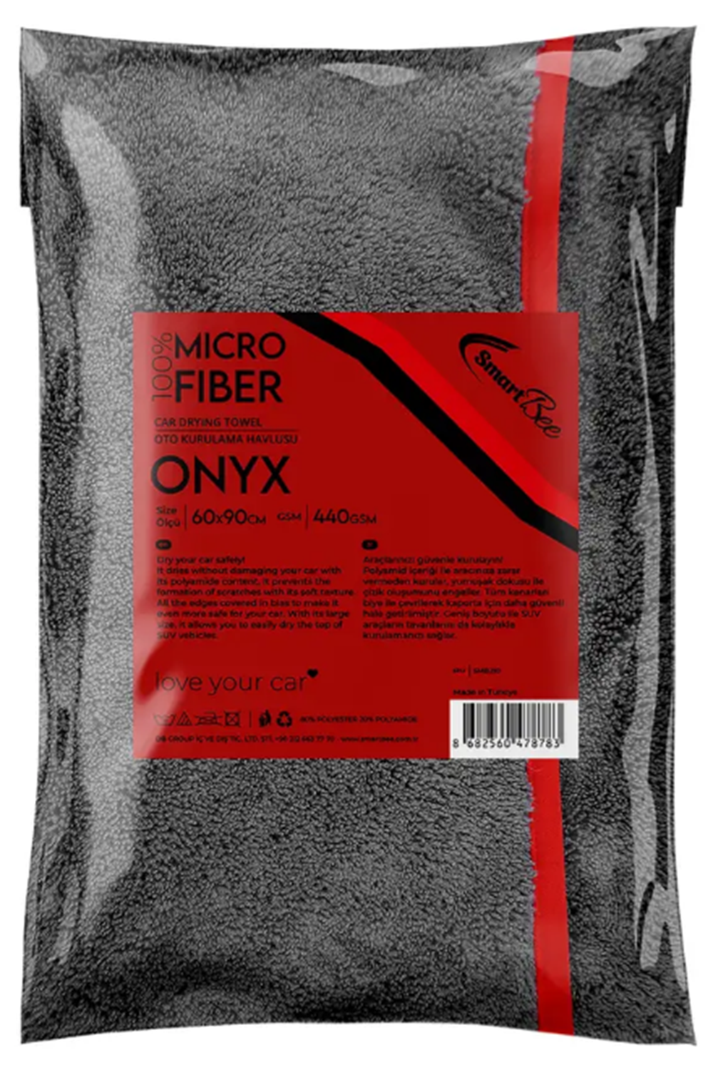 ONYX 440GSM Anthracite Microfiber Auto Drying Towel 60x90cm BIAS - SMB210