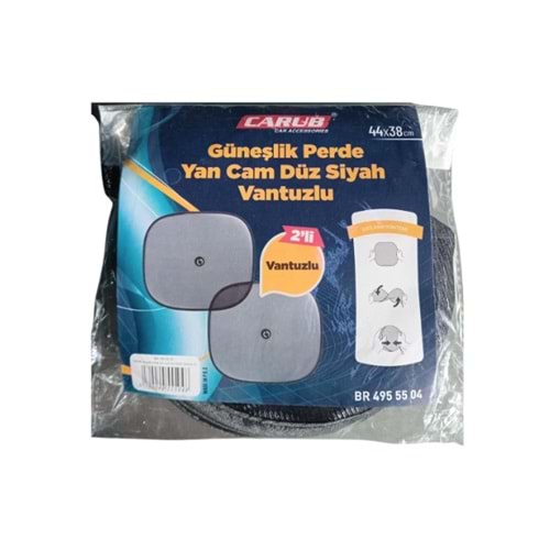 PERDE YAN CAM TRAPEZ SIYAH VANTUZLU 2LI