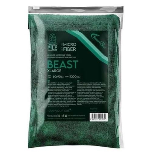 BEAST Double Sided Twisted Pile Drying Towel 60×90cm 1200gsm – Dark Green