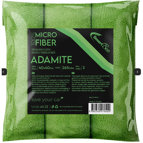 ADAMITE 265GSM Green 3pcs Auto General Cleaning Cloth 40x40cm OVERLOCK - SMB340