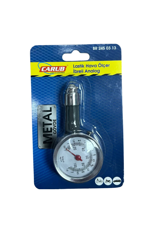 LASTIK HAVA SAATI OLCER METAL GOVDELI IBRELI ANALO