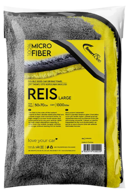 REİS 1300GSM Yellow/Grey Microfiber Auto Drying Towel 50x70cm BIAS - SMB4002