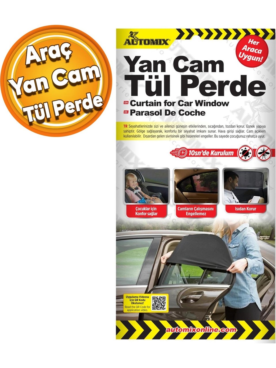 YAN CAM TUL PERDE SIYAH KAPIYA GECME