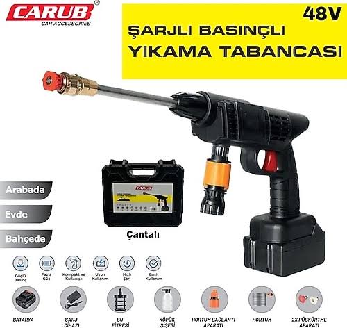 OTO YIKAMA TABANCASI 48V SARZLI PLASTIK CANTALI