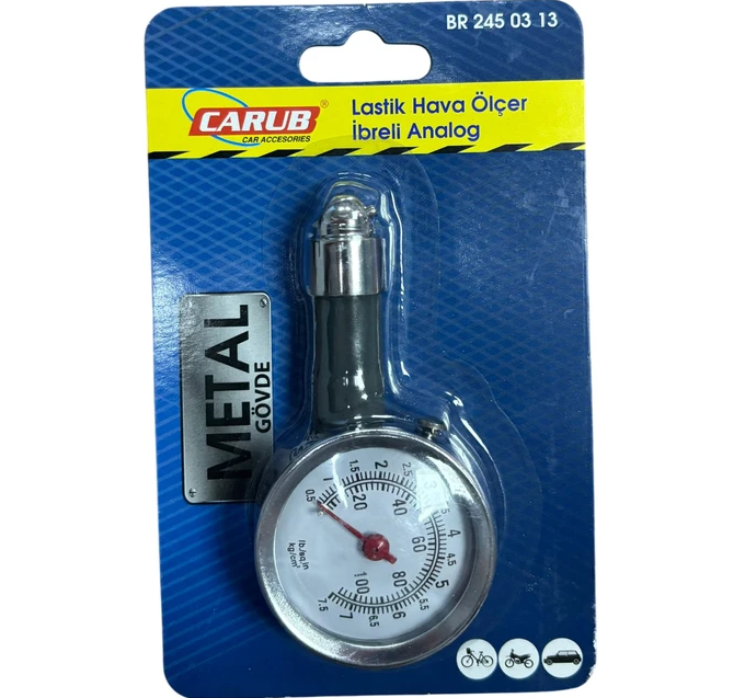 LASTIK HAVA SAATI OLCER METAL GOVDELI IBRELI ANALO