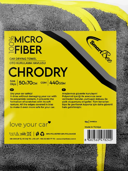 CHRODRY 440GSM Anthracite Microfiber Auto Drying Towel 50x70cm BIAS - SMB324