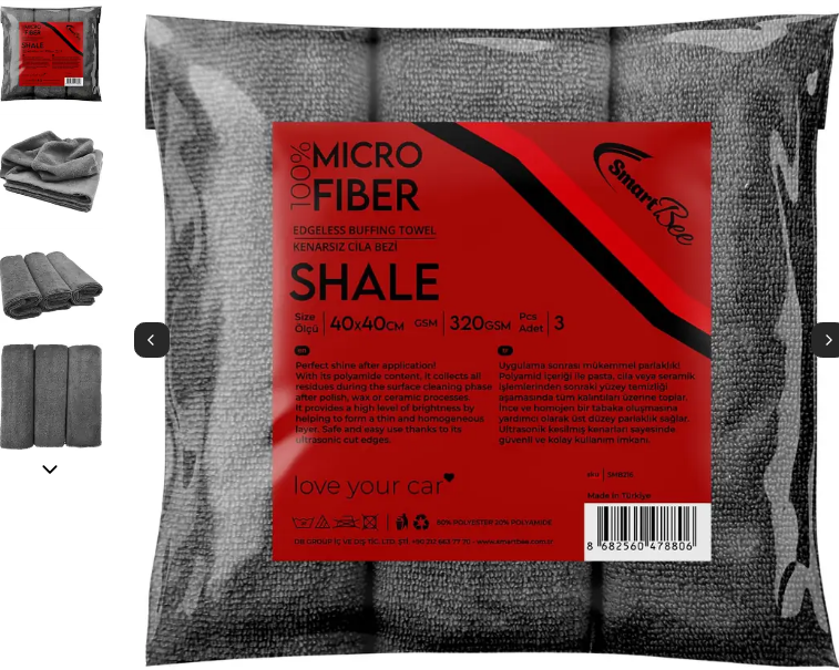 SHALE 300GSM Anthracite 3pcs Microfiber Wax Cloth 40x40cm ULTRASONİK - SMB216