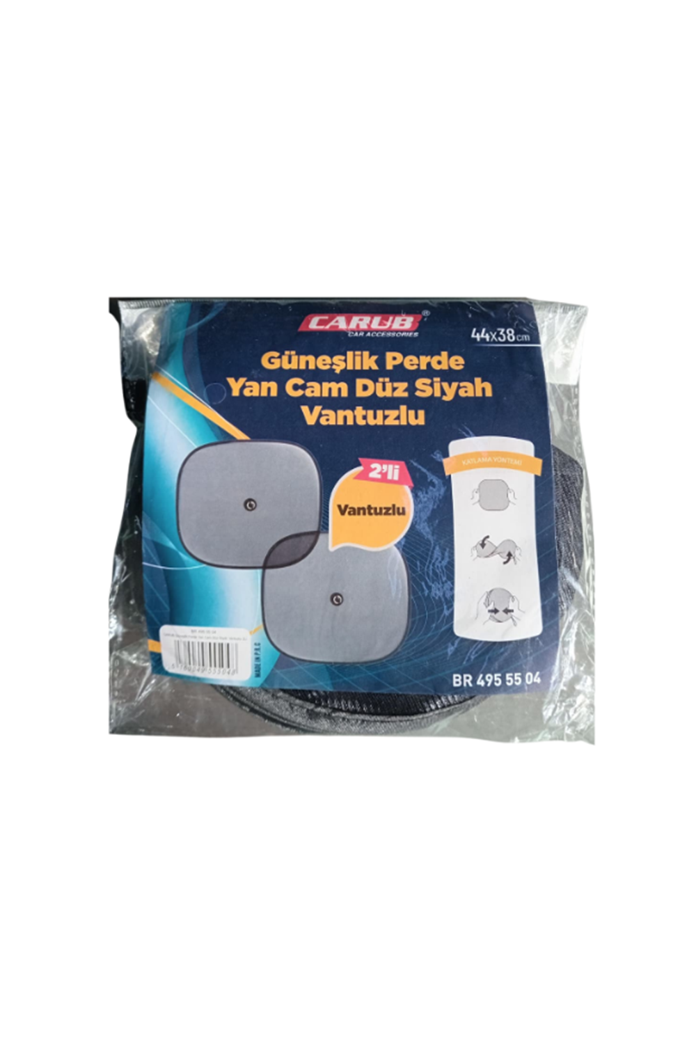PERDE YAN CAM TRAPEZ SIYAH VANTUZLU 2LI