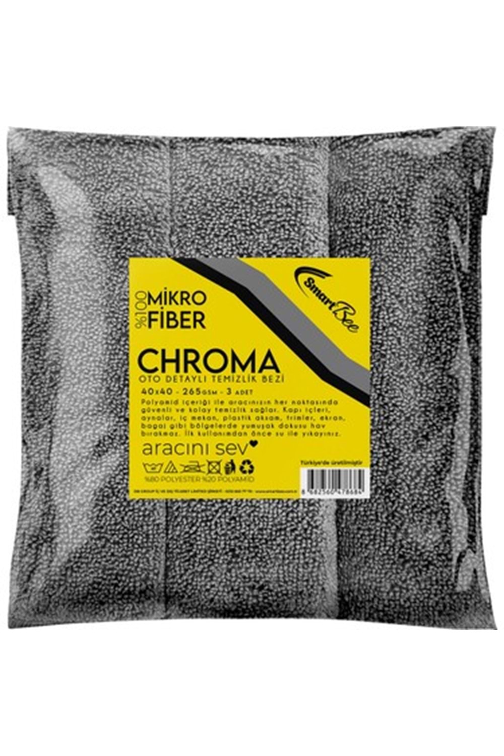 CHROMA 265GSM Grey 3pcs Auto General Cleaning Cloth 40x40cm OVERLOCK - SMB368